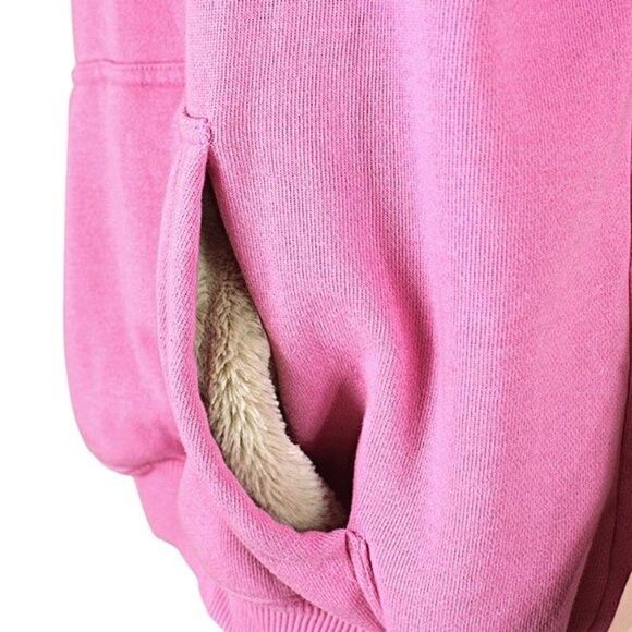 American Eagle Hoodie Sweatshirt Pullover Faux Fur Lined Pink Women’s Small - Picture 5 of 9
